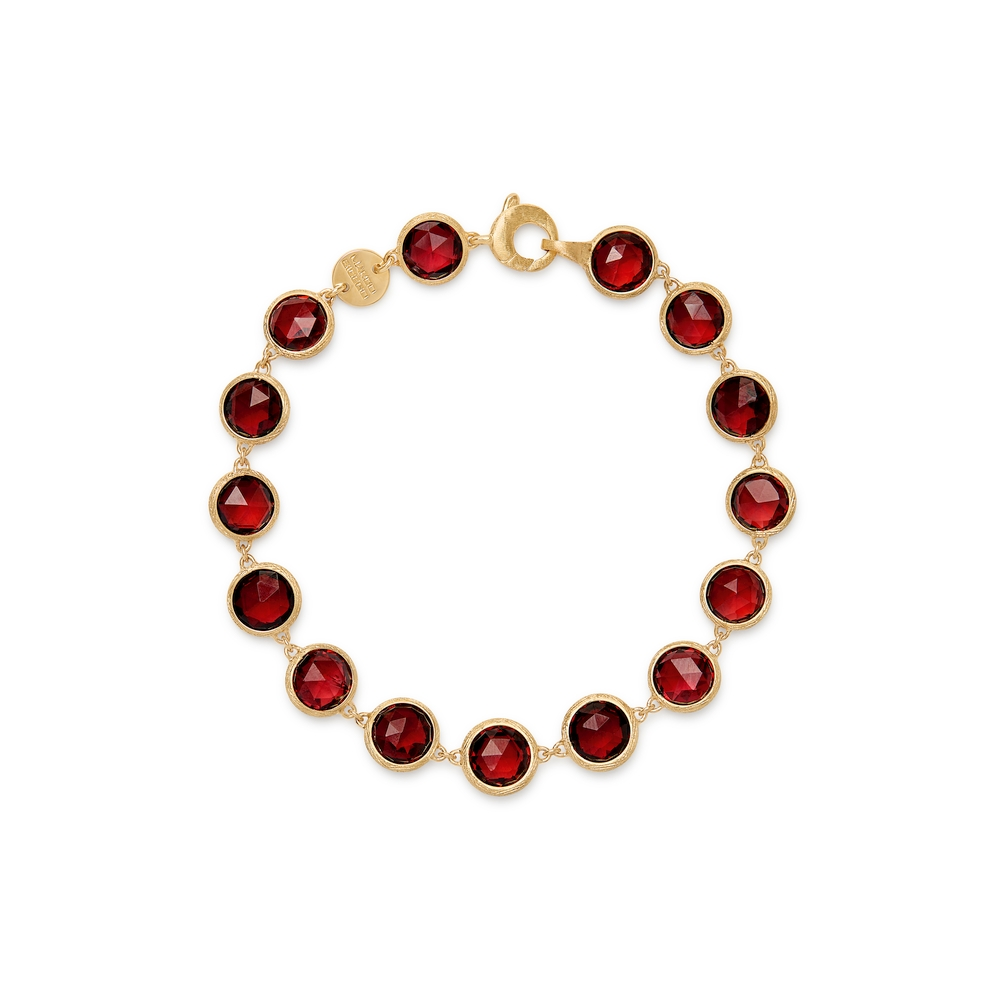 Yellow Gold and Garnet 16-Station Bracelet