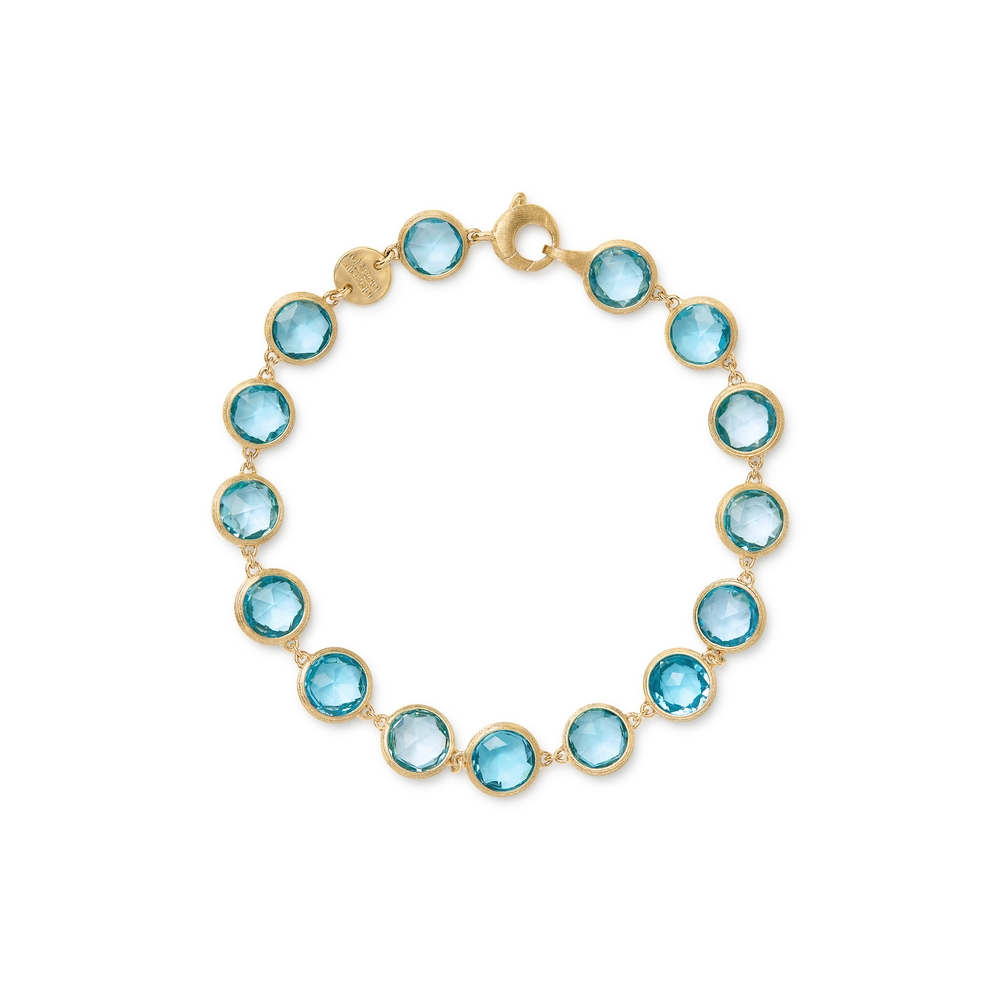 Yellow Gold and Blue Topaz 16-Station Bracelet