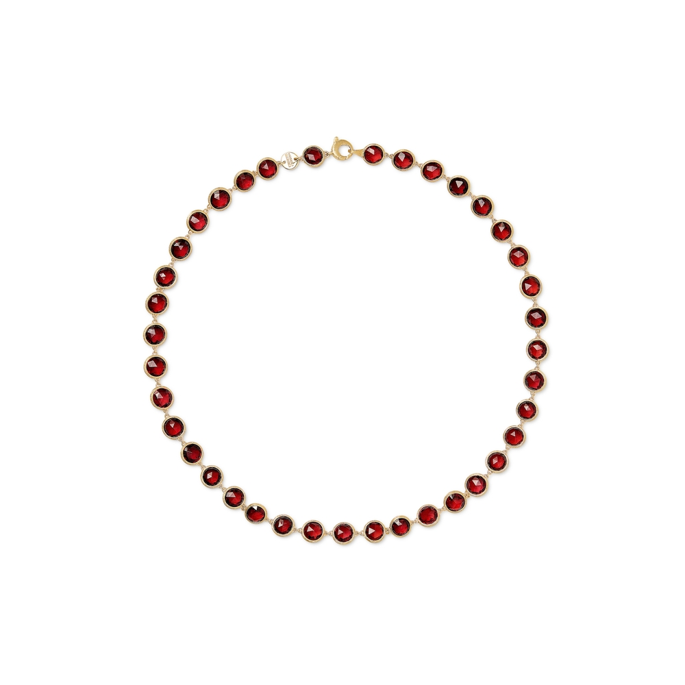 Yellow Gold and Garnet Station Necklace