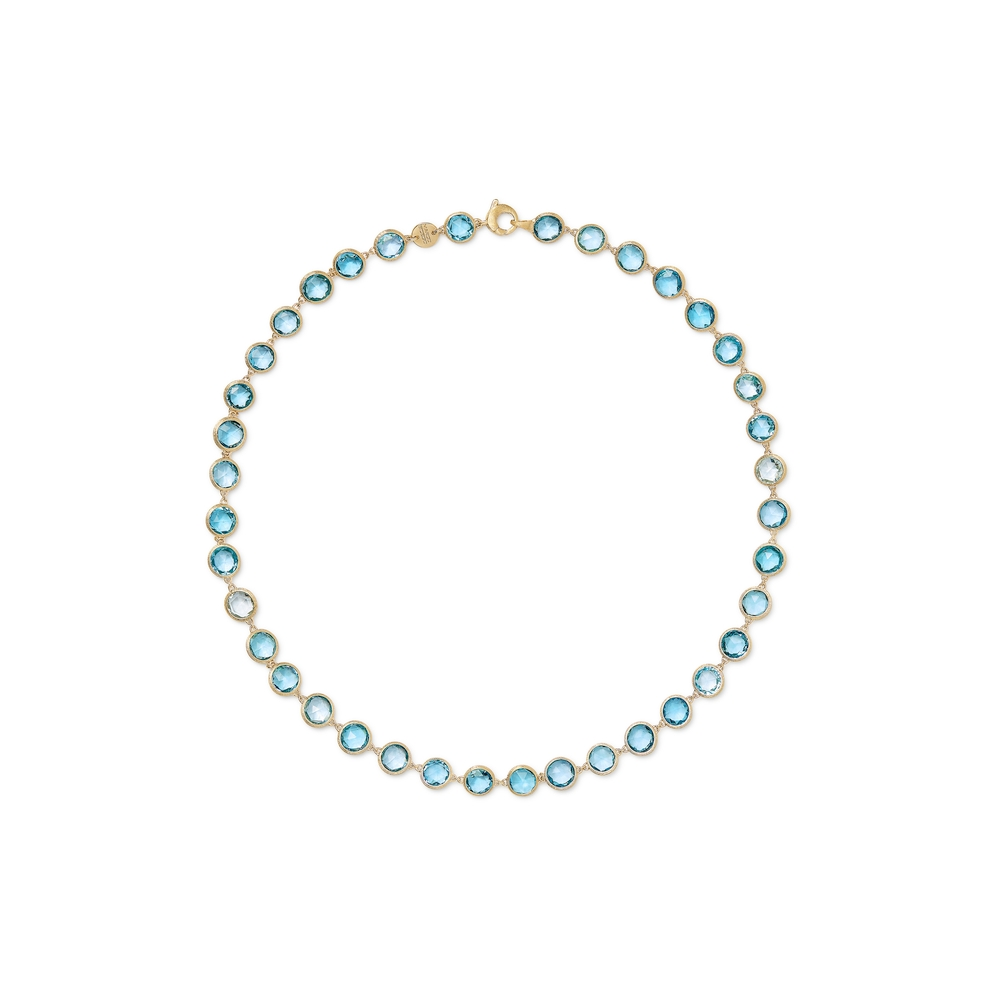 Yellow Gold and Blue Topaz Station Necklace