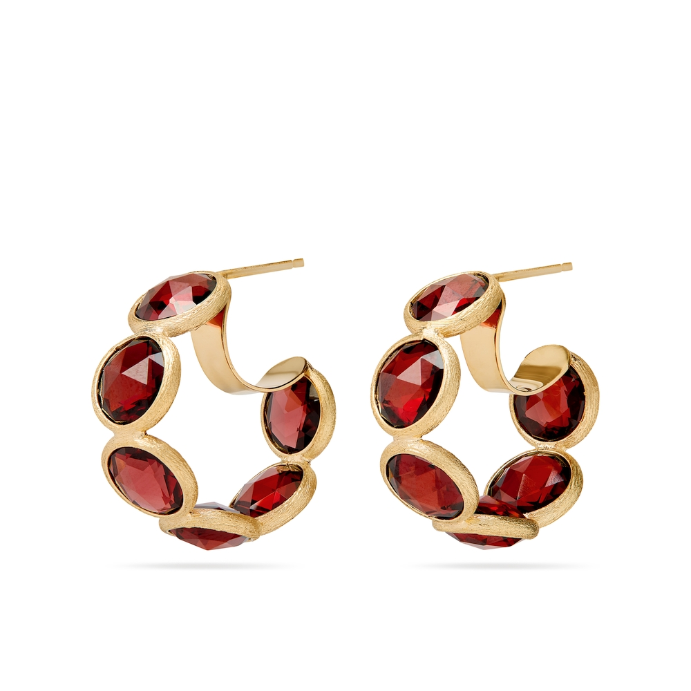Yellow Gold and Garnet Jaipur Hoop