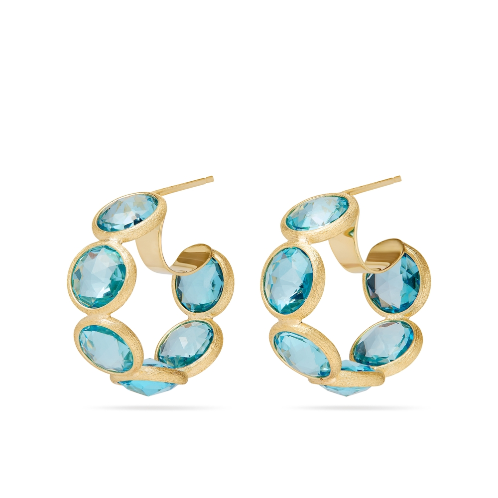 Yellow Gold and Blue Topaz Jaipur Hoop