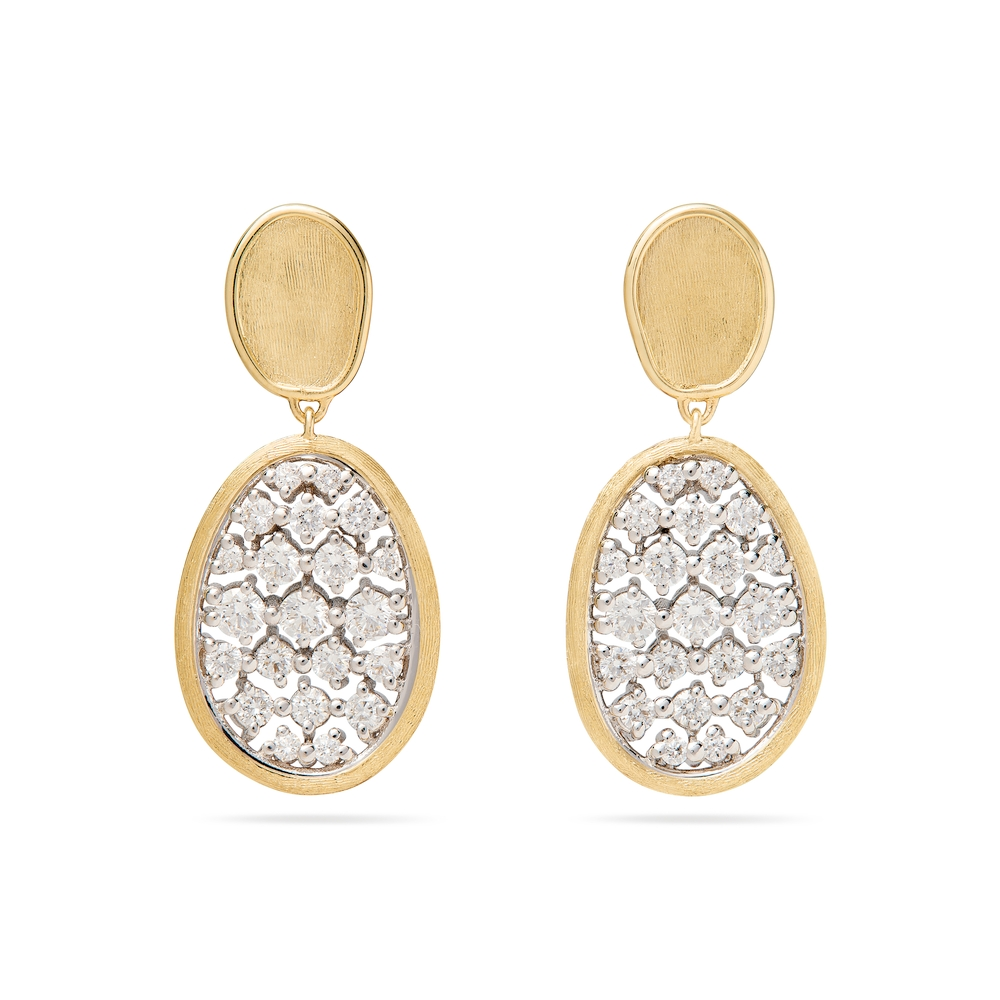 White/Yellow Gold Diamond Lunaria Drop Earrings