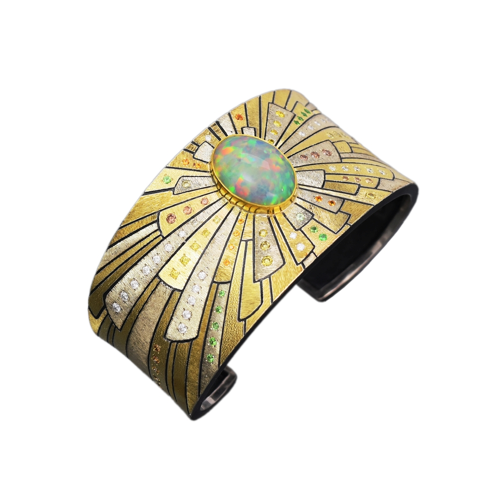 Opal in the Sky Wide Cuff Bracelet