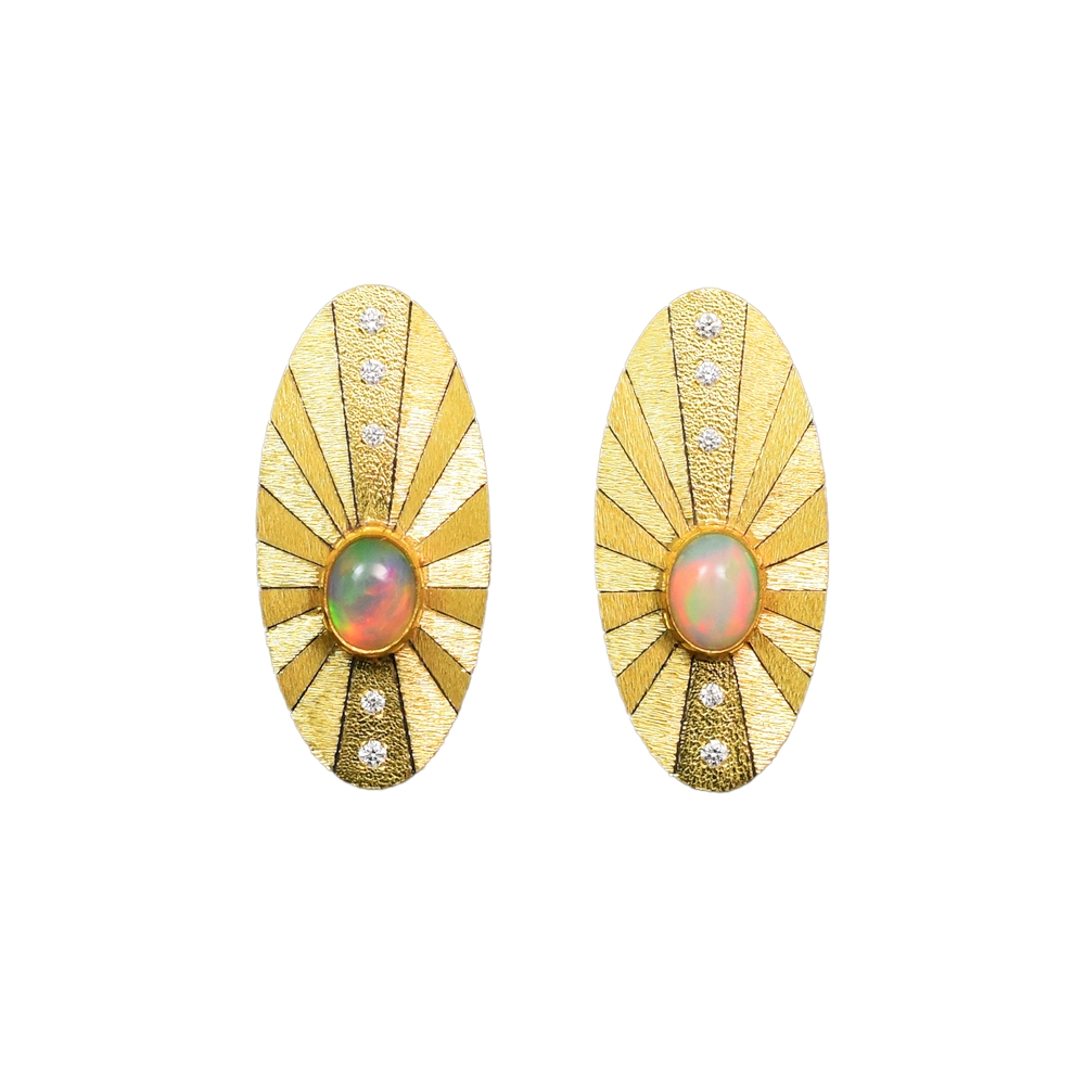 Opal in the Sky Oval Stud Earrings