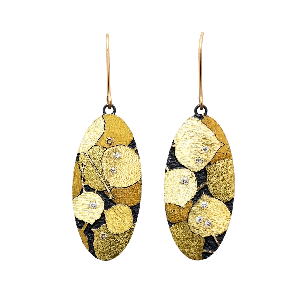 Sterling Silver Gold and Diamond Drop Earrings