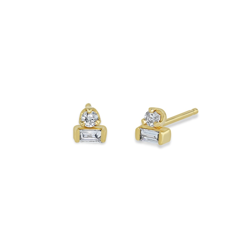 Yellow Gold and Diamond Stud Earrings
