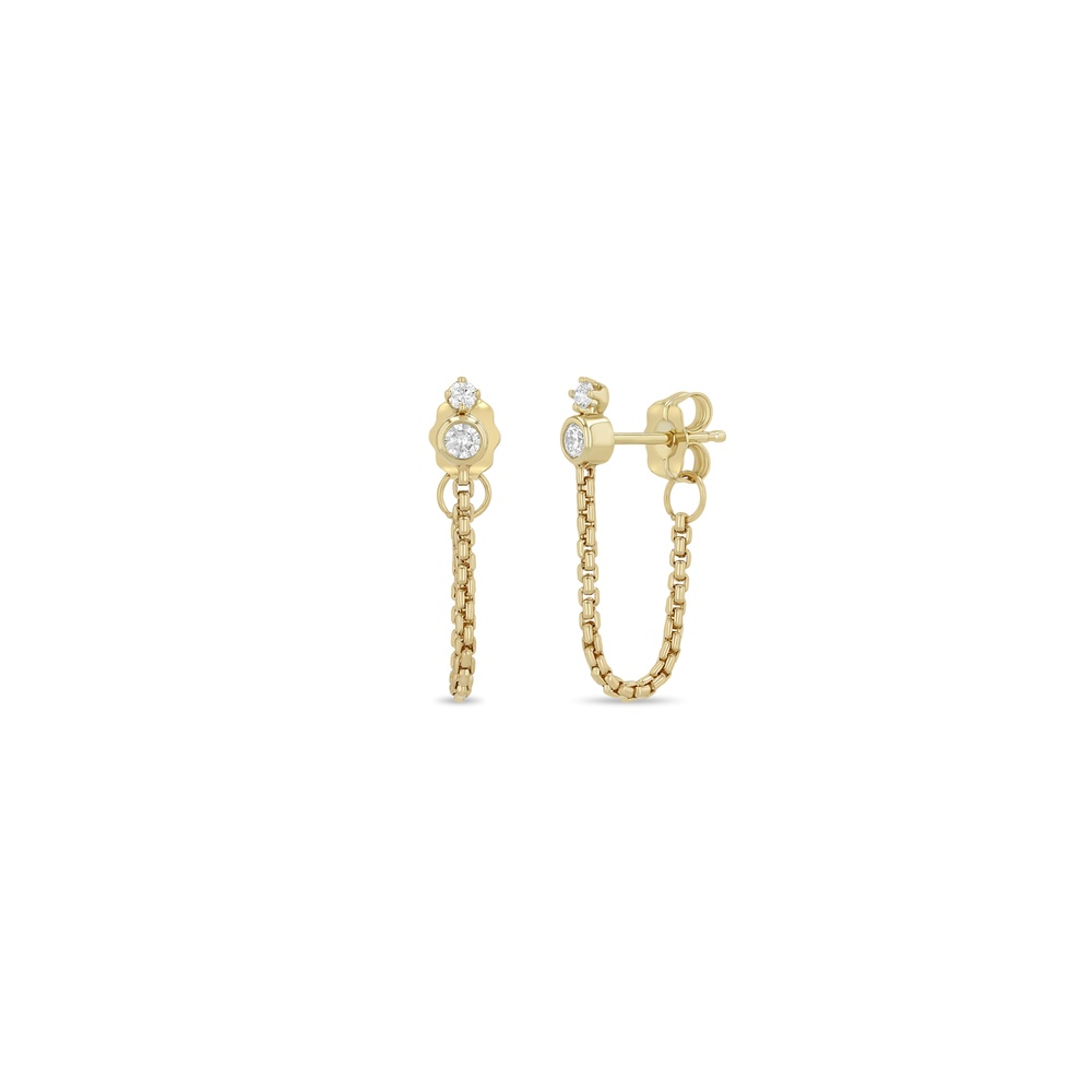 Yellow Gold and Diamond Drop Earrings