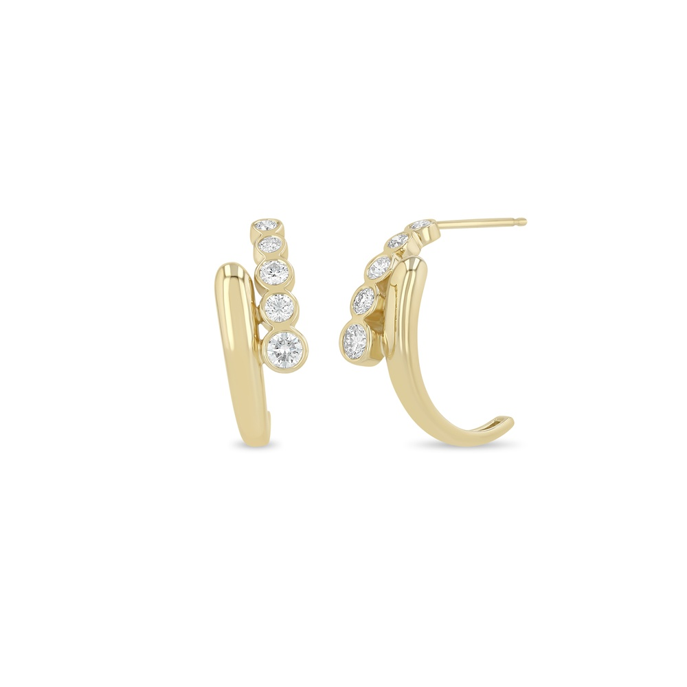 Yellow Gold and Diamond Bypass Earrings
