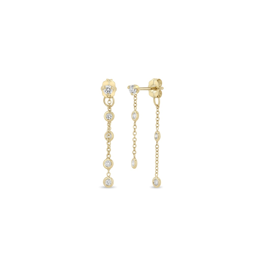 Yellow Gold and Diamond Drop Earrings