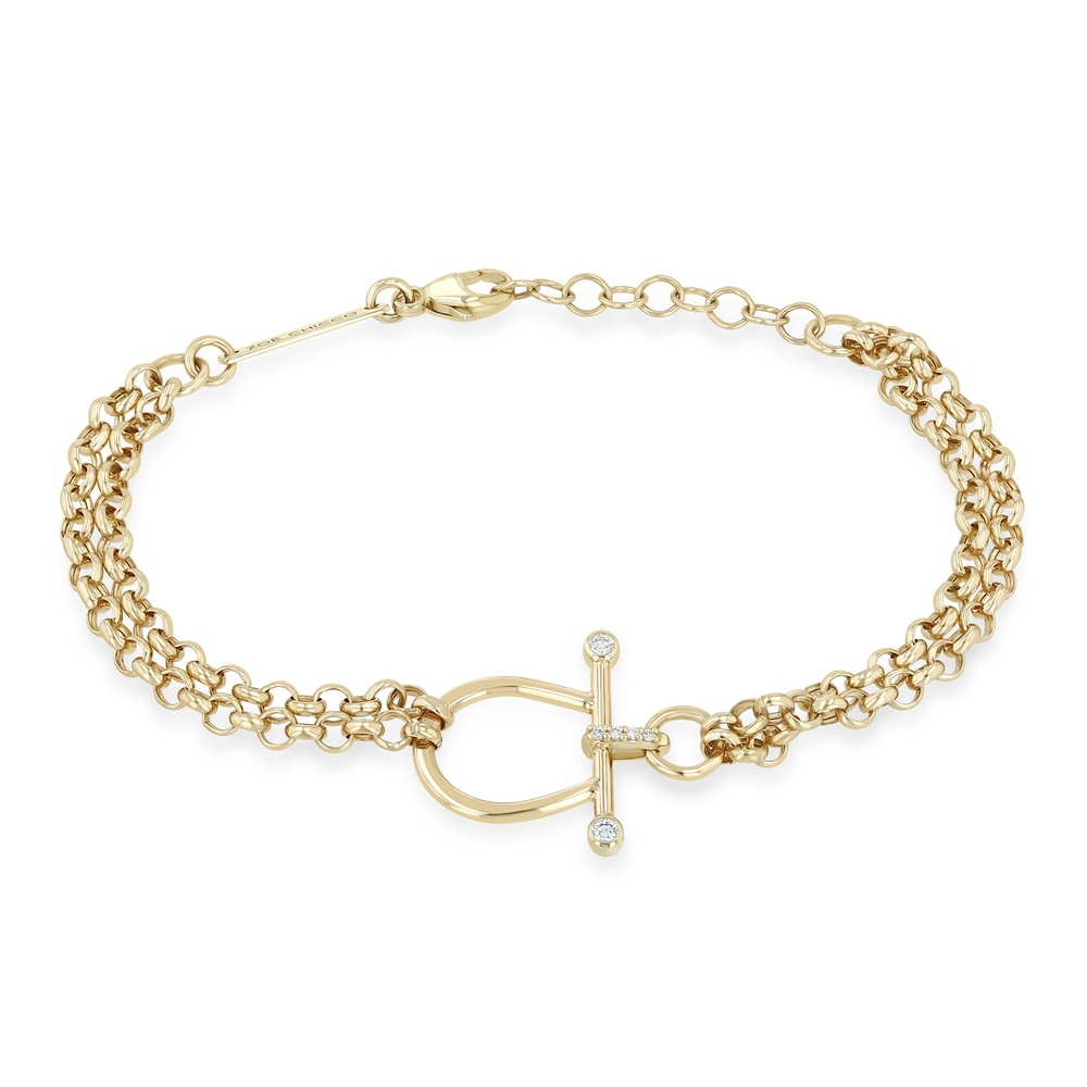 Yellow Gold and Diamond Stirrup Bracelet