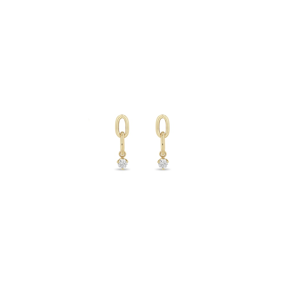 Yellow Gold and Diamond 2-Link Drop Earrings