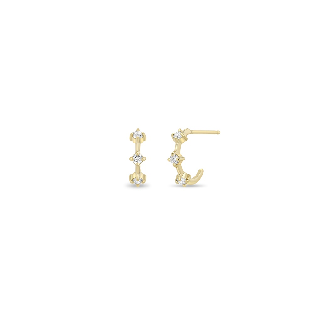 Yellow Gold and Diamond Huggie Earrings