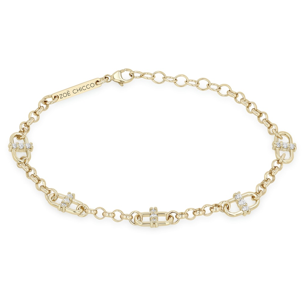 Yellow Gold and Diamond 5 Station Bracelet