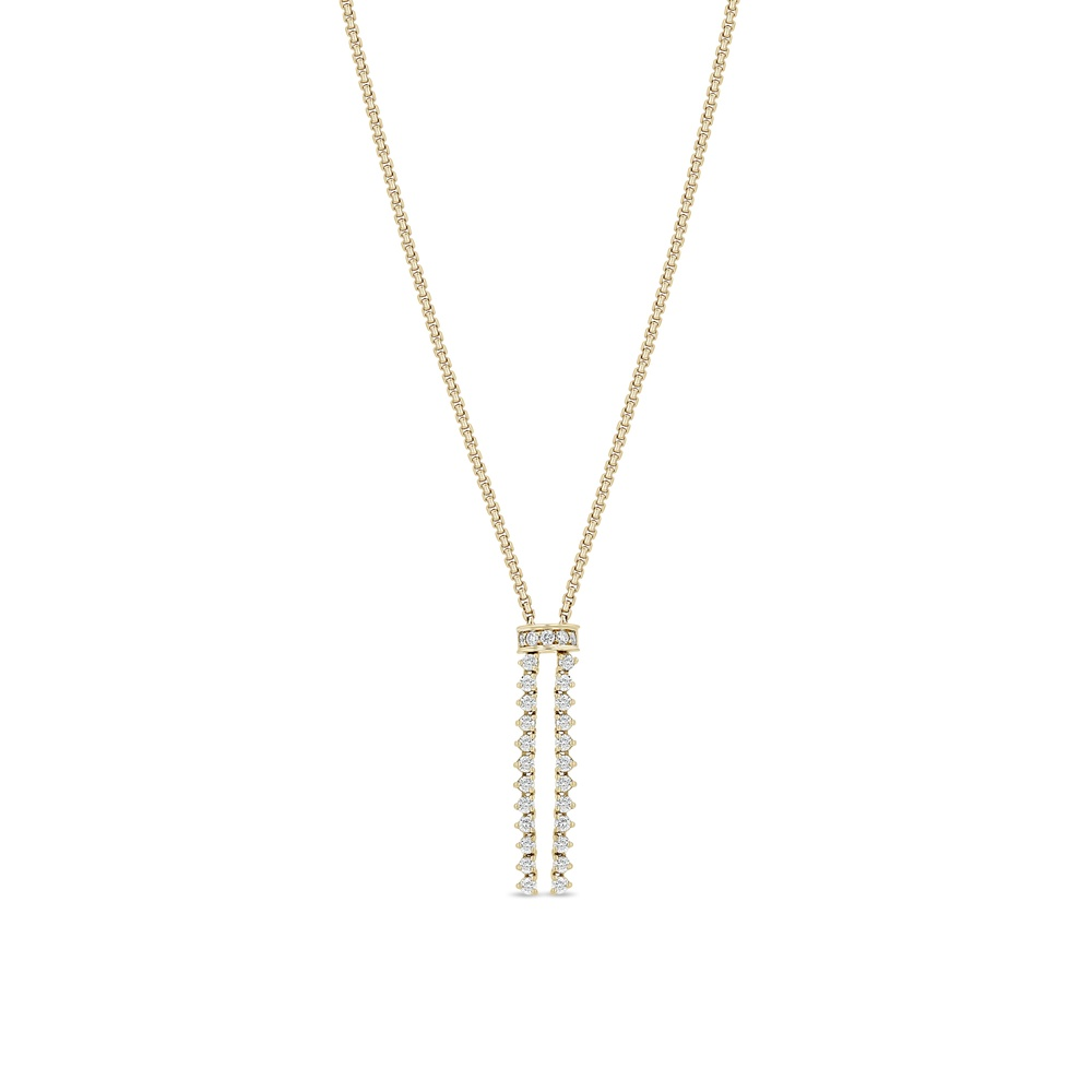 Yellow Gold and Diamond Tennis Lariat Necklace