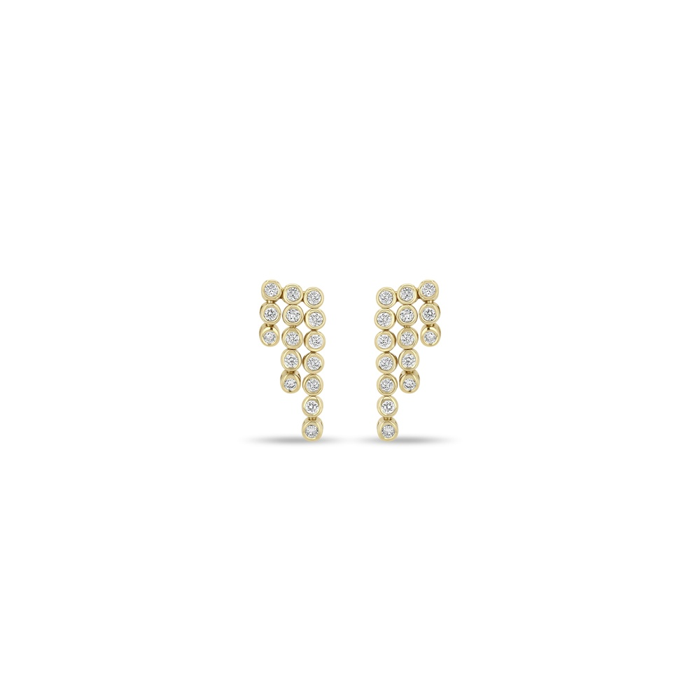 Yellow Gold and Diamond Waterfall Earrings