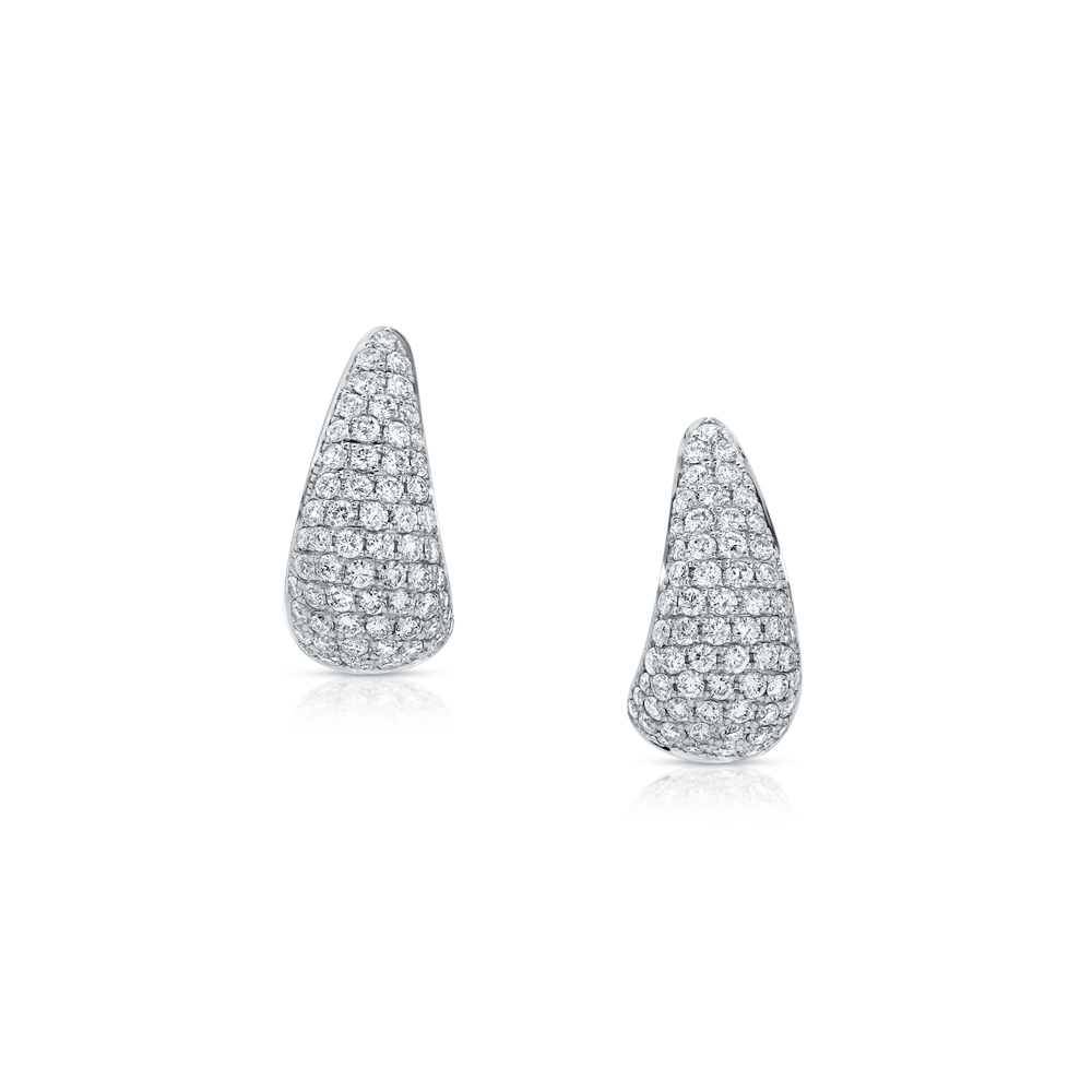 White Gold and Diamond Small Pave Claw Earrings