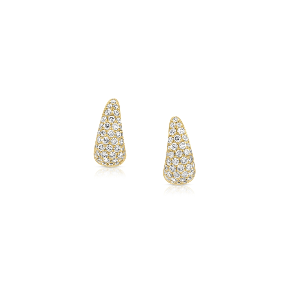 Yellow Gold and Diamond Baby Pave Claw Earrings