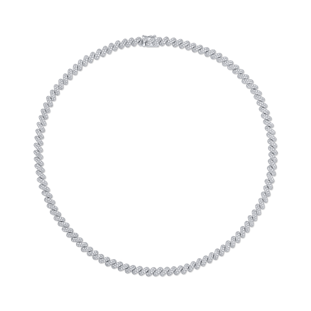 White Gold and Diamond Pave Coil Choker