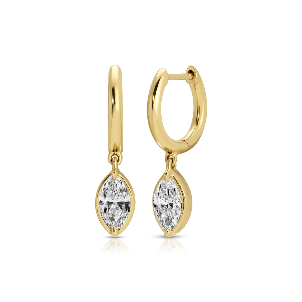 Yellow Gold and Diamond Classic Marquise Bella Huggies