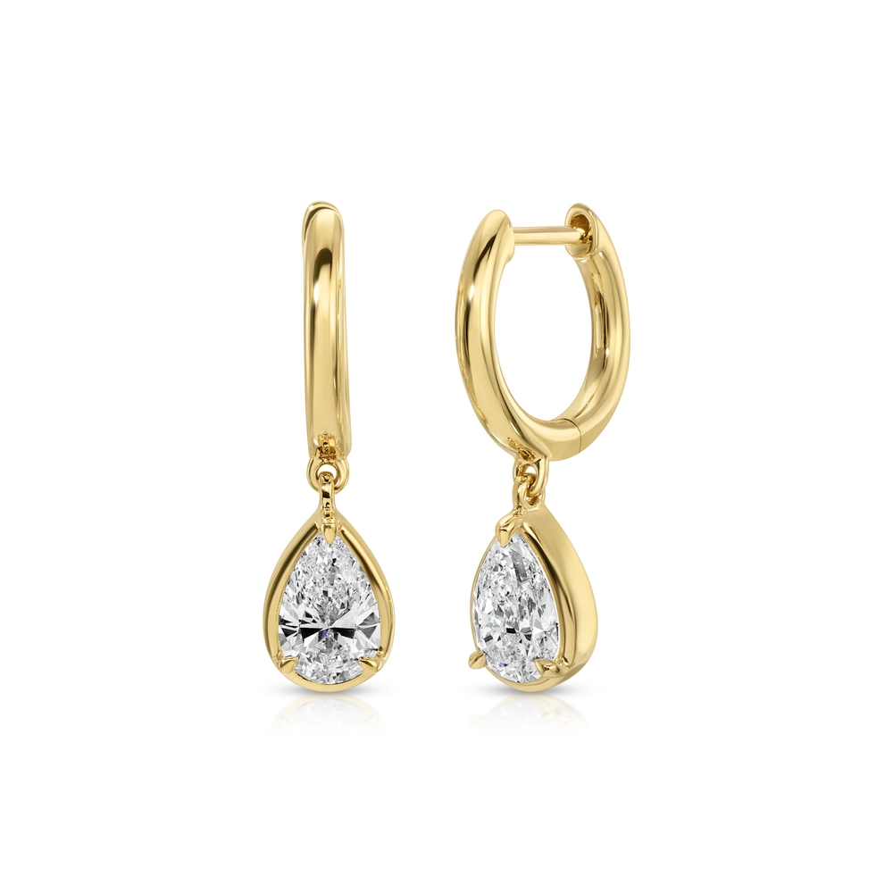 Yellow Gold and Diamond Large Pear Bella Huggies