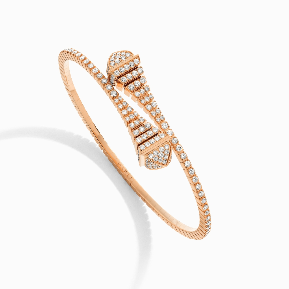 Rose Gold and Diamond Cleo Rev Full Diamond Slim Slip-On Bracelet