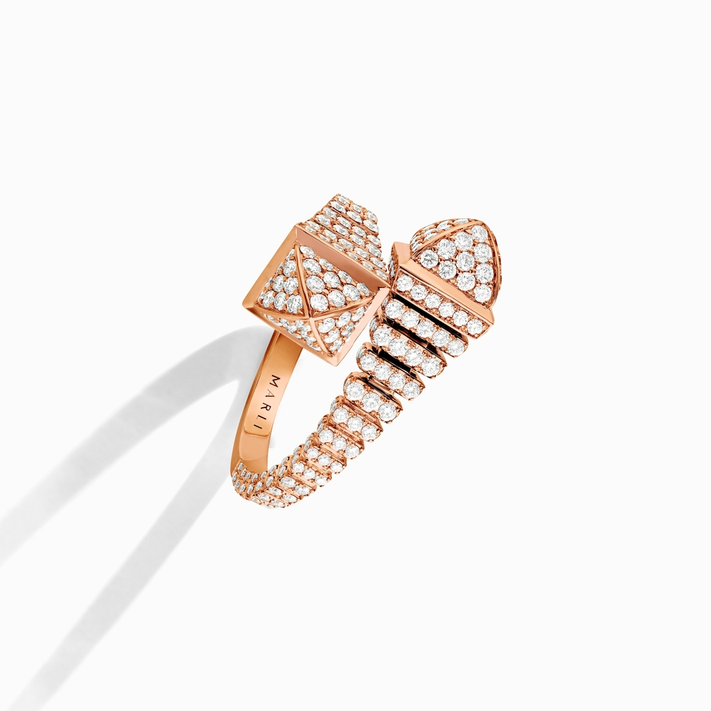 Rose Gold and Diamond Cleo Rev Midi Full Diamond Ring