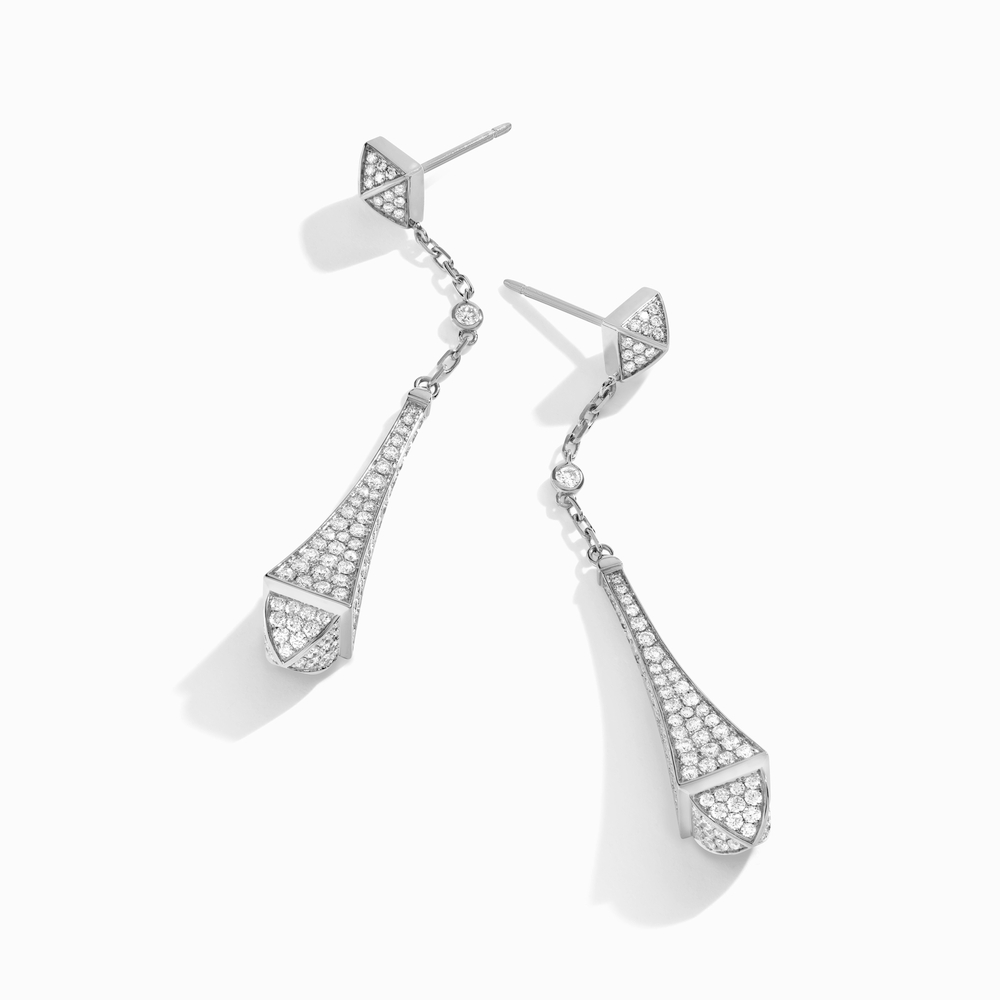 White Gold and Diamond Cleo Full Diamond Teardrop Earrings