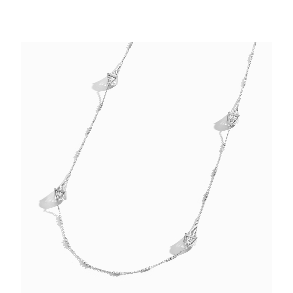 White Gold and Diamond Cleo Rev Full Diamond Long Chain Necklace