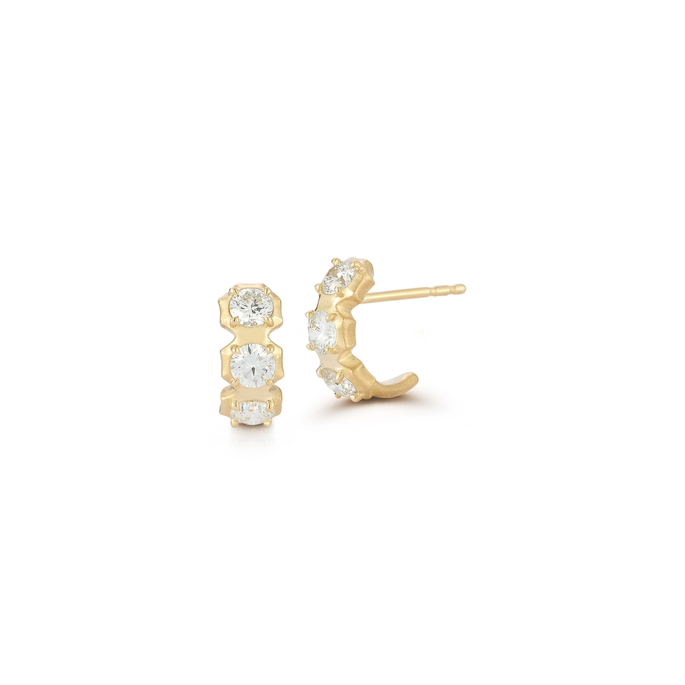 Yellow Gold and Diamond Sophisticate Small Hoops