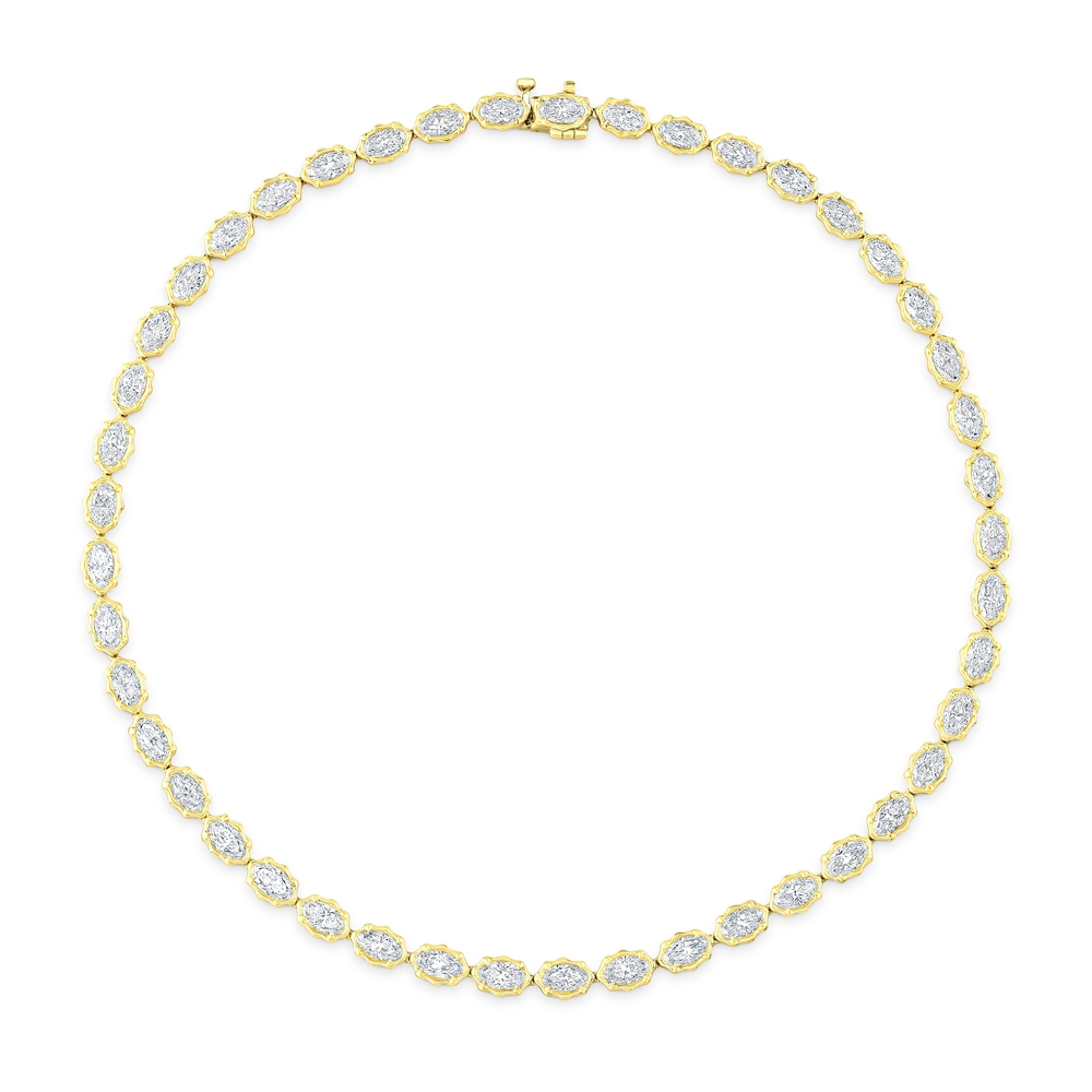Yellow Gold and Diamond Moval Necklace