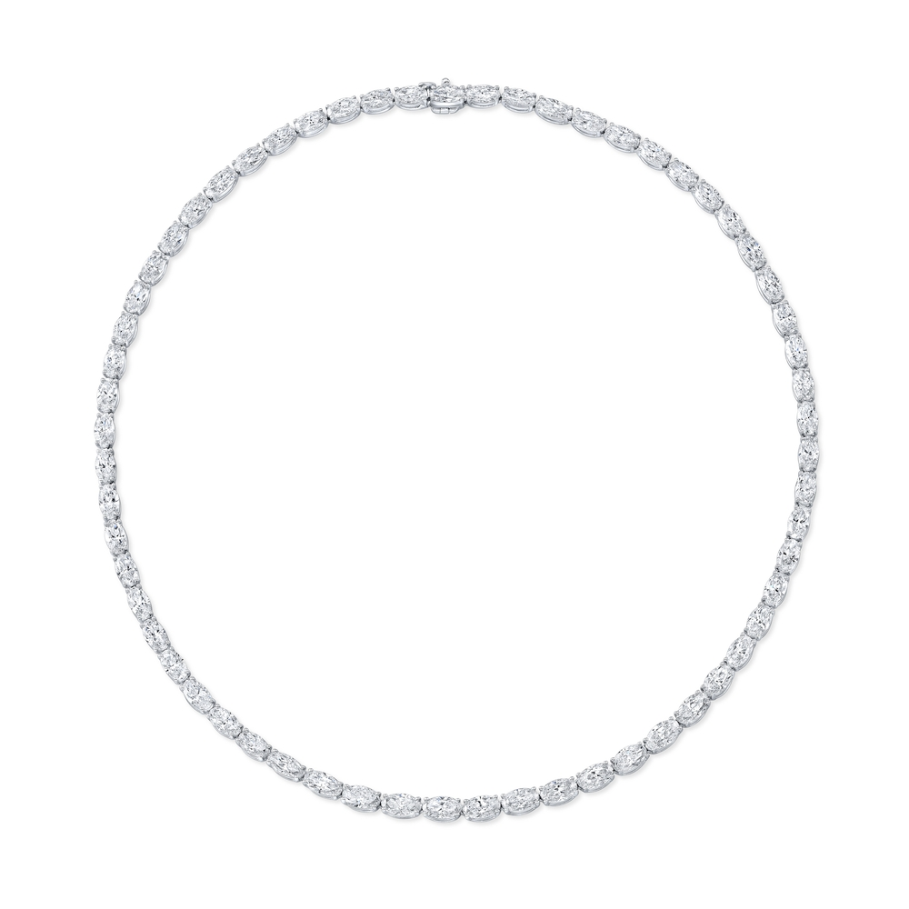 White Gold and Diamond Moval Necklace