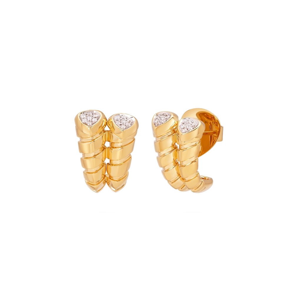 Yellow Gold and Diamond Trisolina Double Earrings