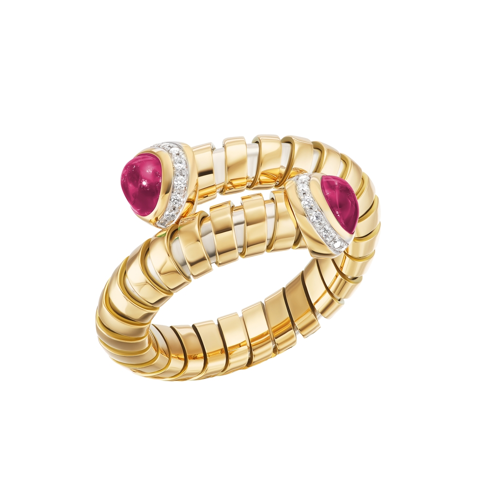 Yellow Gold and Ruby Trisolina Bypass Ring