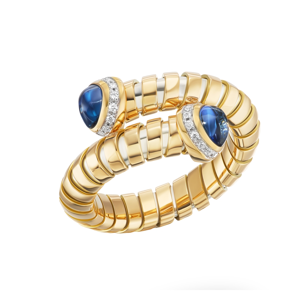 Yellow Gold and Sapphire Trisolina Bypass Ring