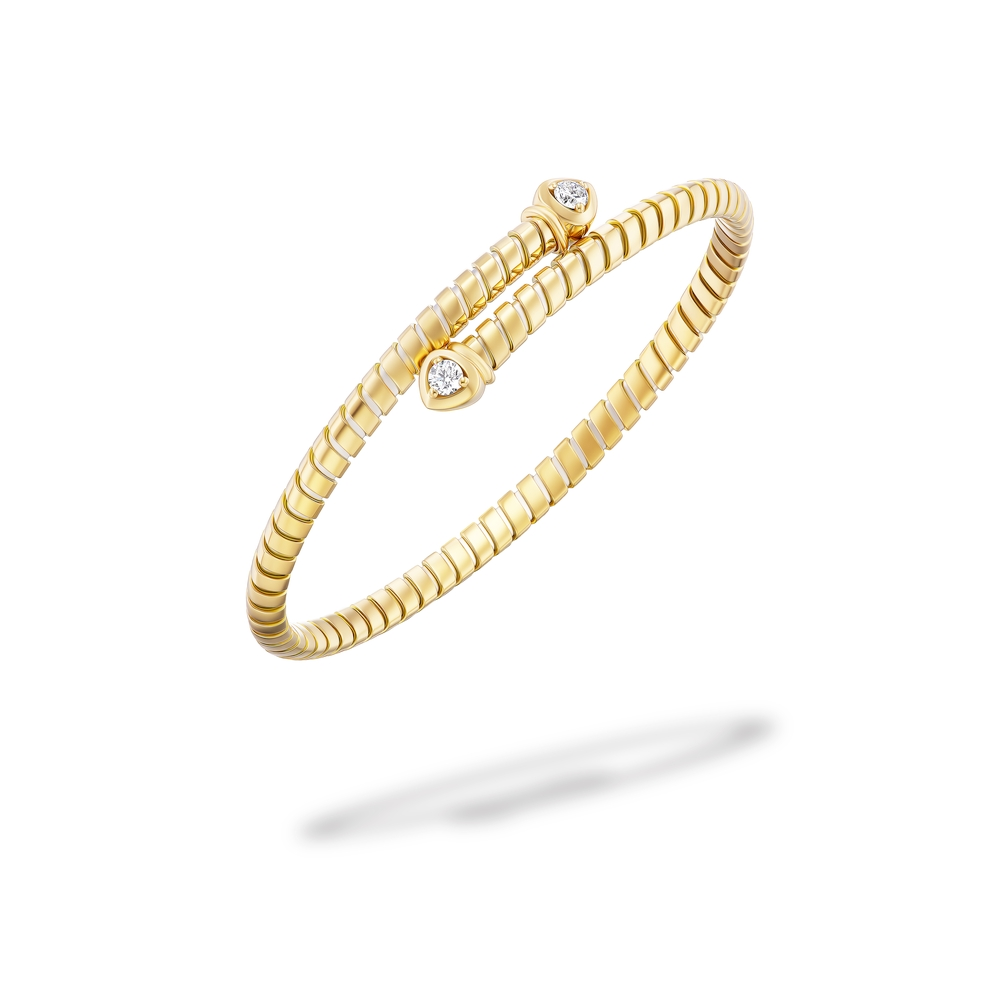 Yellow Gold and Diamond Lina Bypass Bangle
