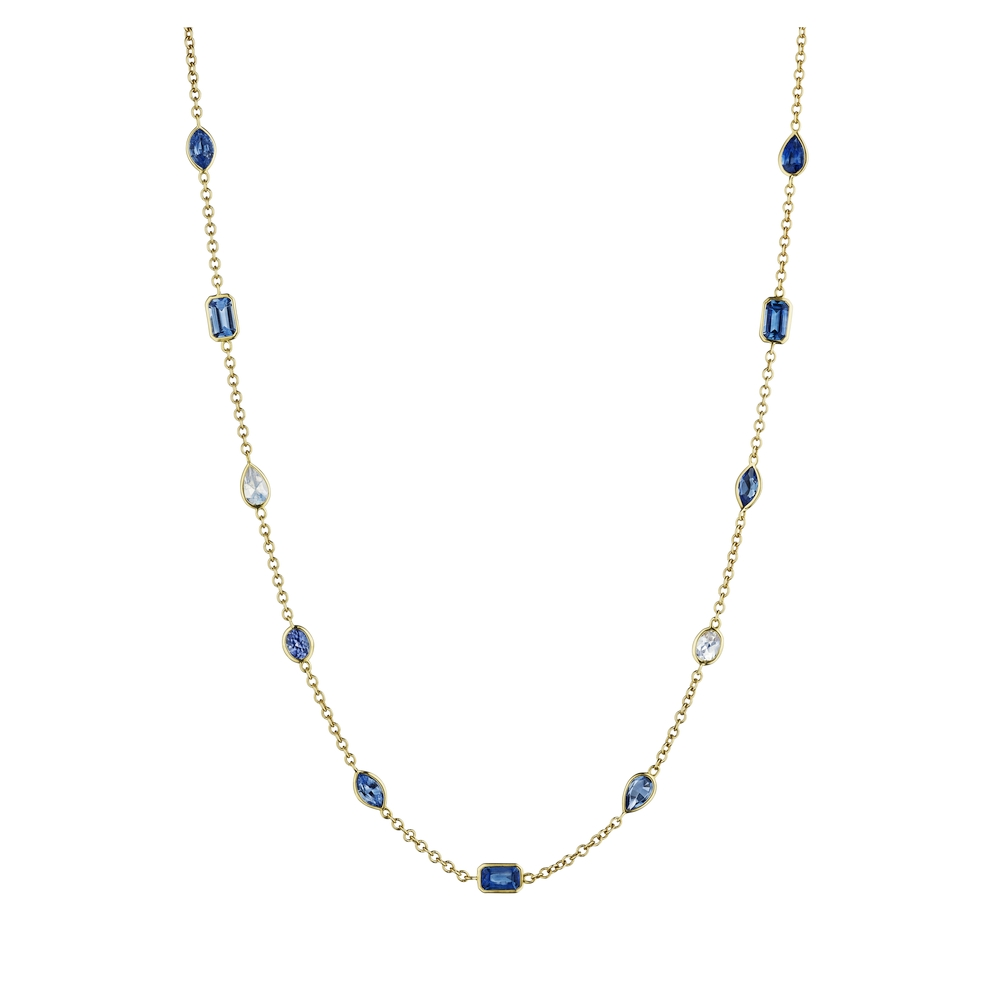 Yellow Gold Sapphire and Moonstone Moon Dance Chain