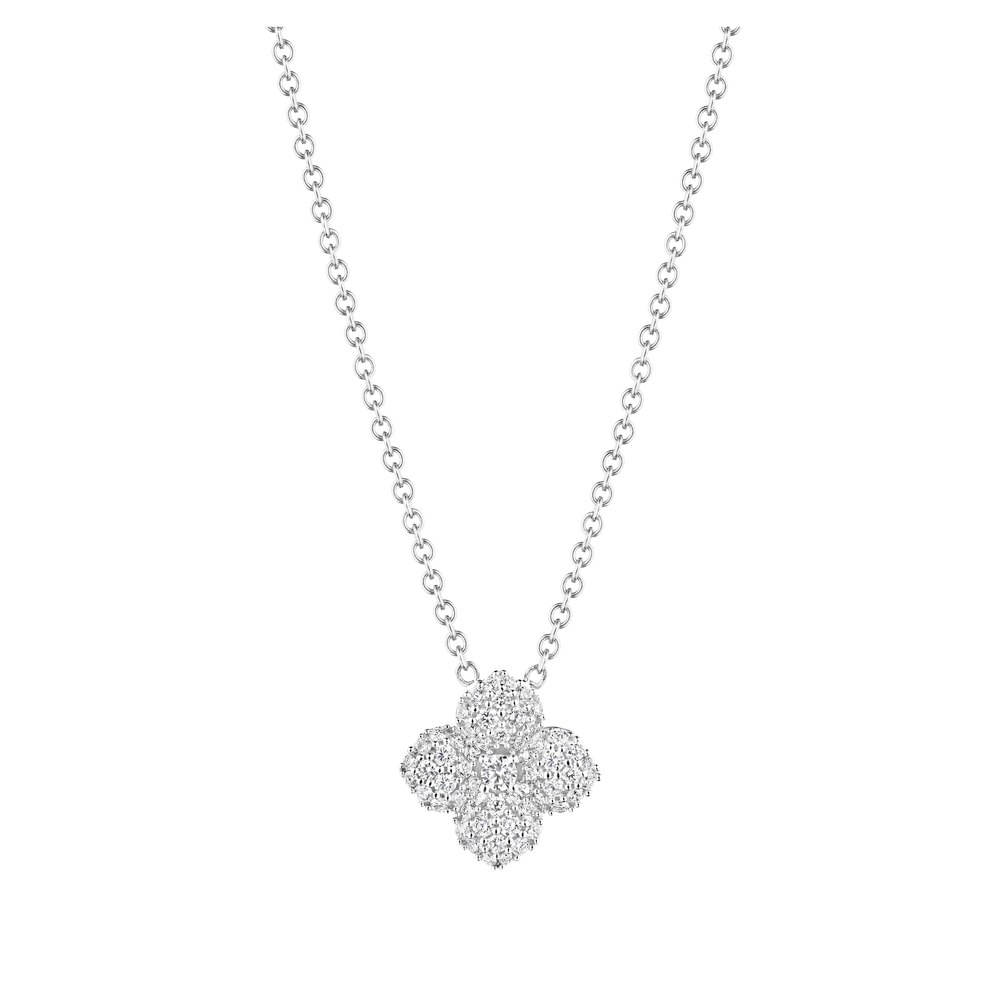 Yellow Gold and Diamond Petite Penny All Dia Flower Necklace