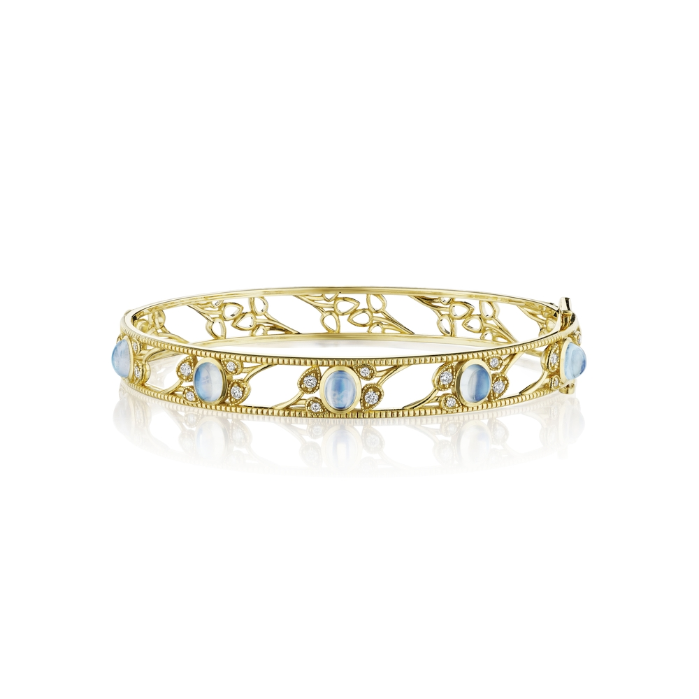 Yellow Gold Diamond and Moonstone Morning Dew Bracelet