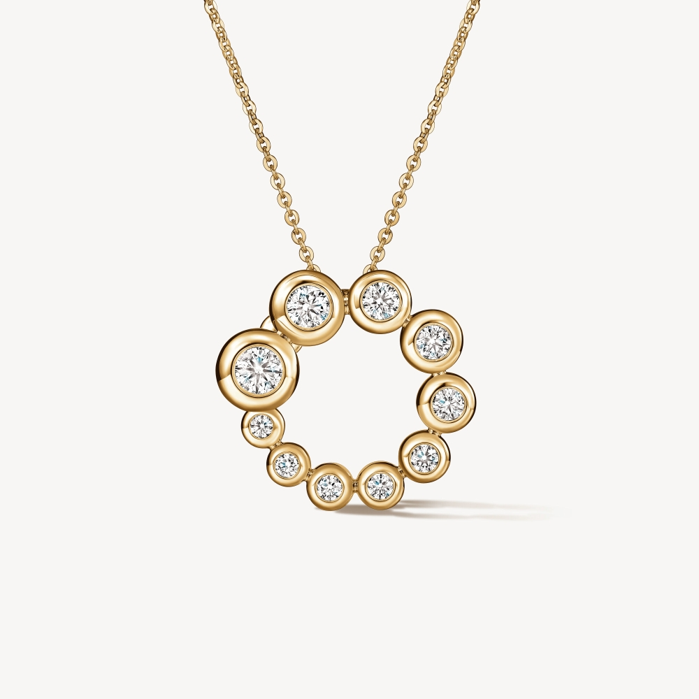 Yellow Gold and Diamond Dream Circle Pendant Necklace