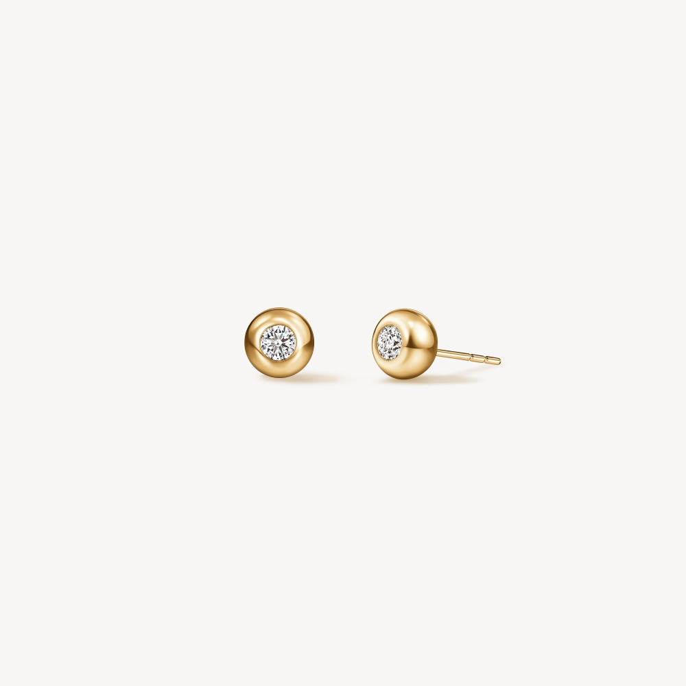 Yellow Gold and Diamond Dream Solitaire Stud Earrings