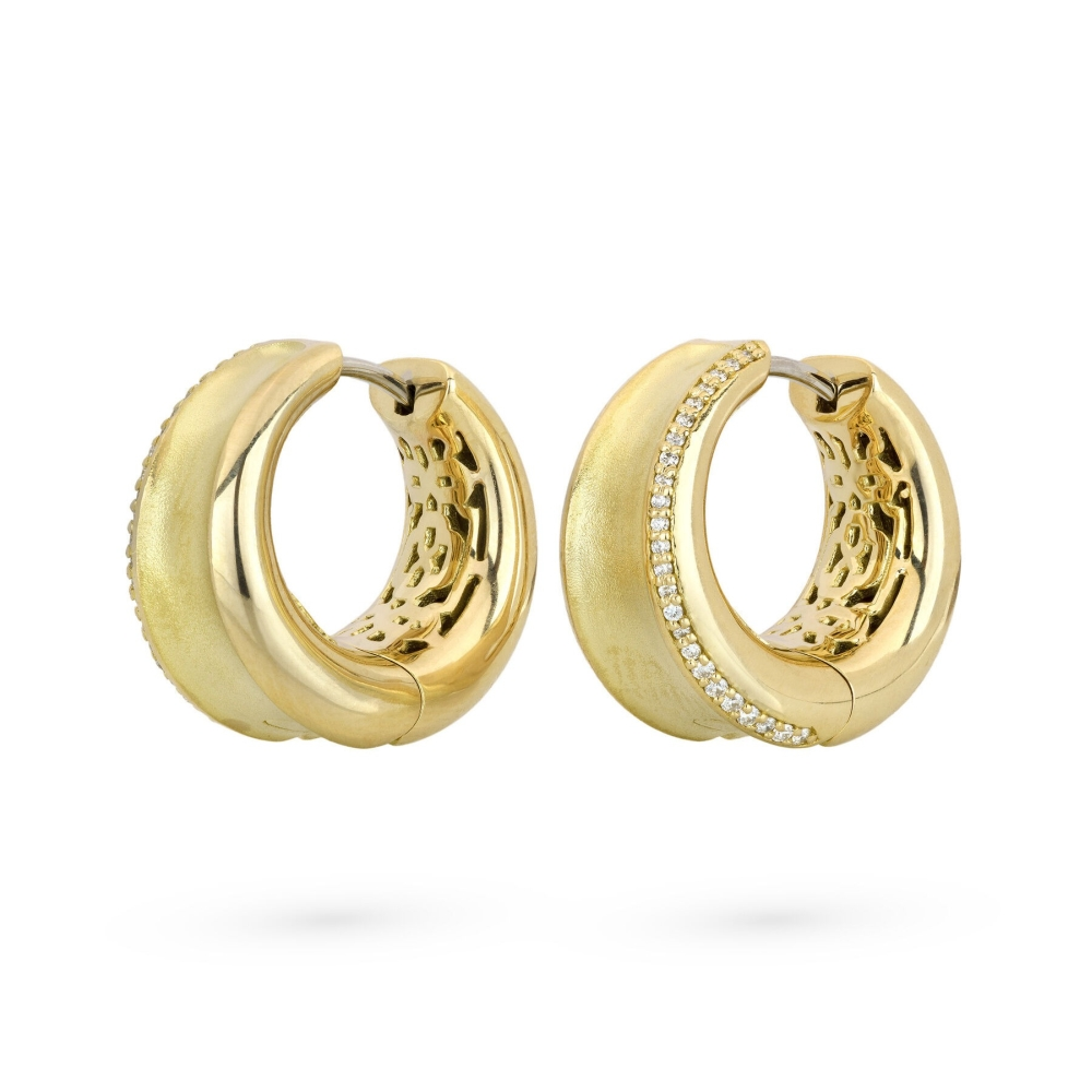 Yellow Gold and Diamond Gallant Hoop Earrings