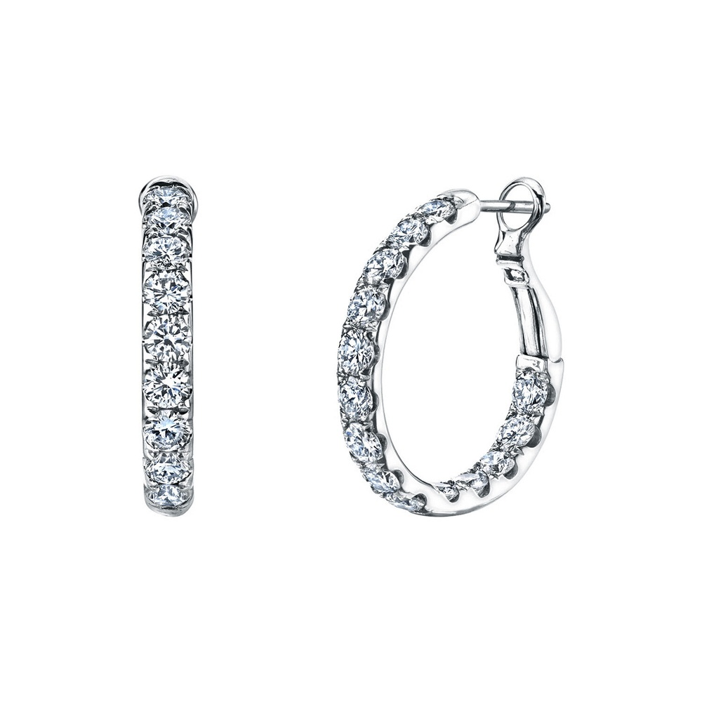 White Gold and Diamond Hoop Earrings